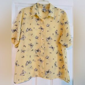 BobWorth Vintage Sheer Butterfly Print Blouse